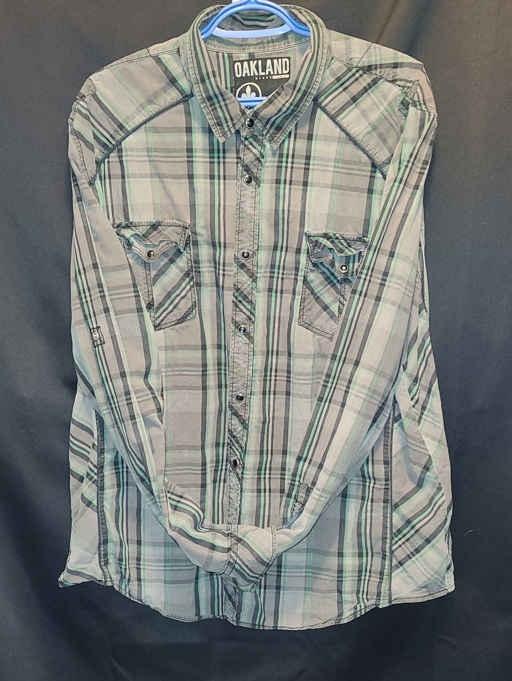 Oakland Black Label men's regular fit plaid shirt in size XXL